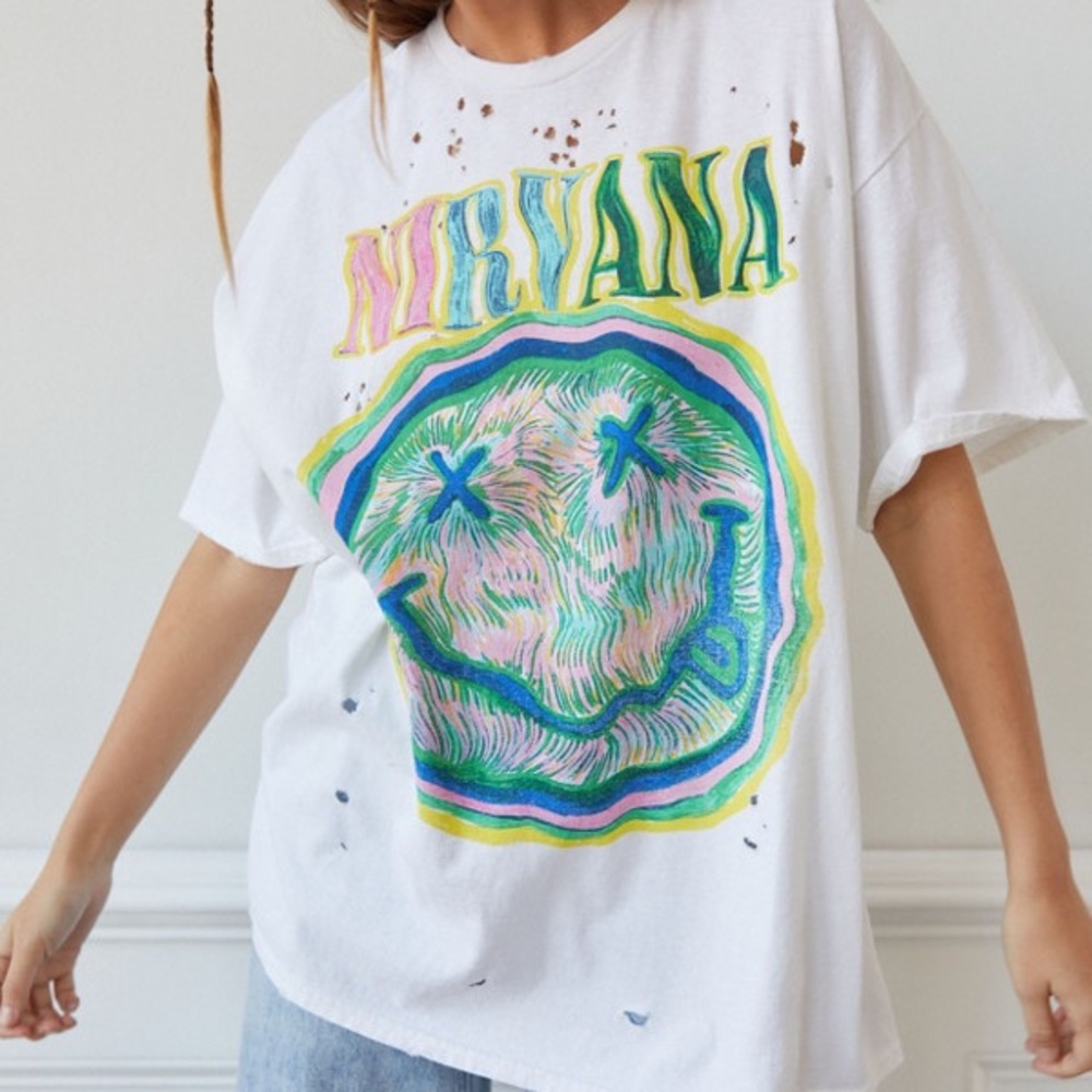NIRVANA White Tee with Colorful Accents
